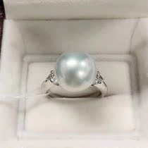 Australia Nanyang White Pearl Diamond Ring 12 2mm GLARE POSITIVE ROUND WITHOUT BLEMISH PLATINUM FEMALE RING JAPAN BIG CERTIFICATE