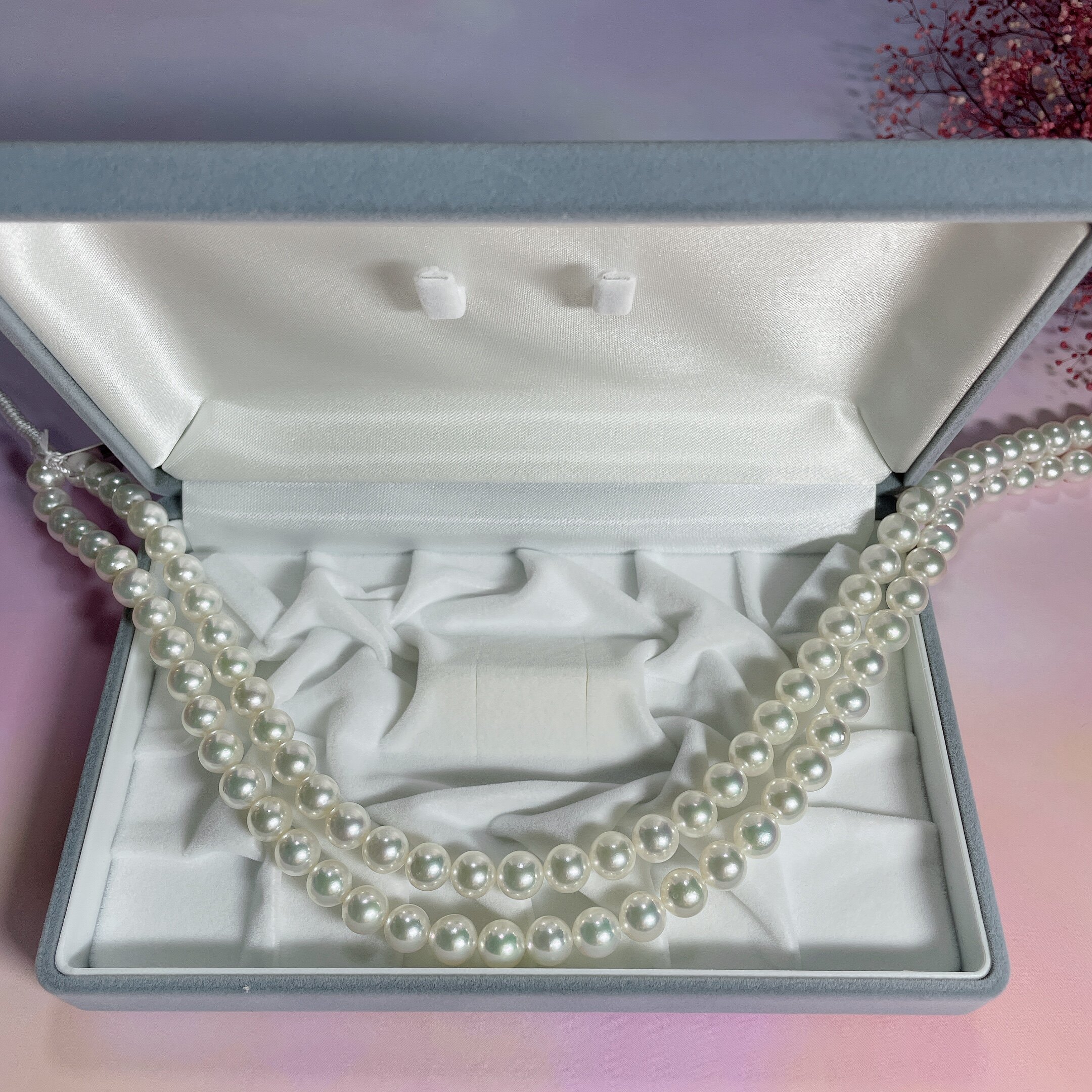 Japanese Agu Uk Akoya Natural Seawater Pearl Necklace Zhengyuan Bright Light 9 5-10 No Toning Aussie White Flat Substitute