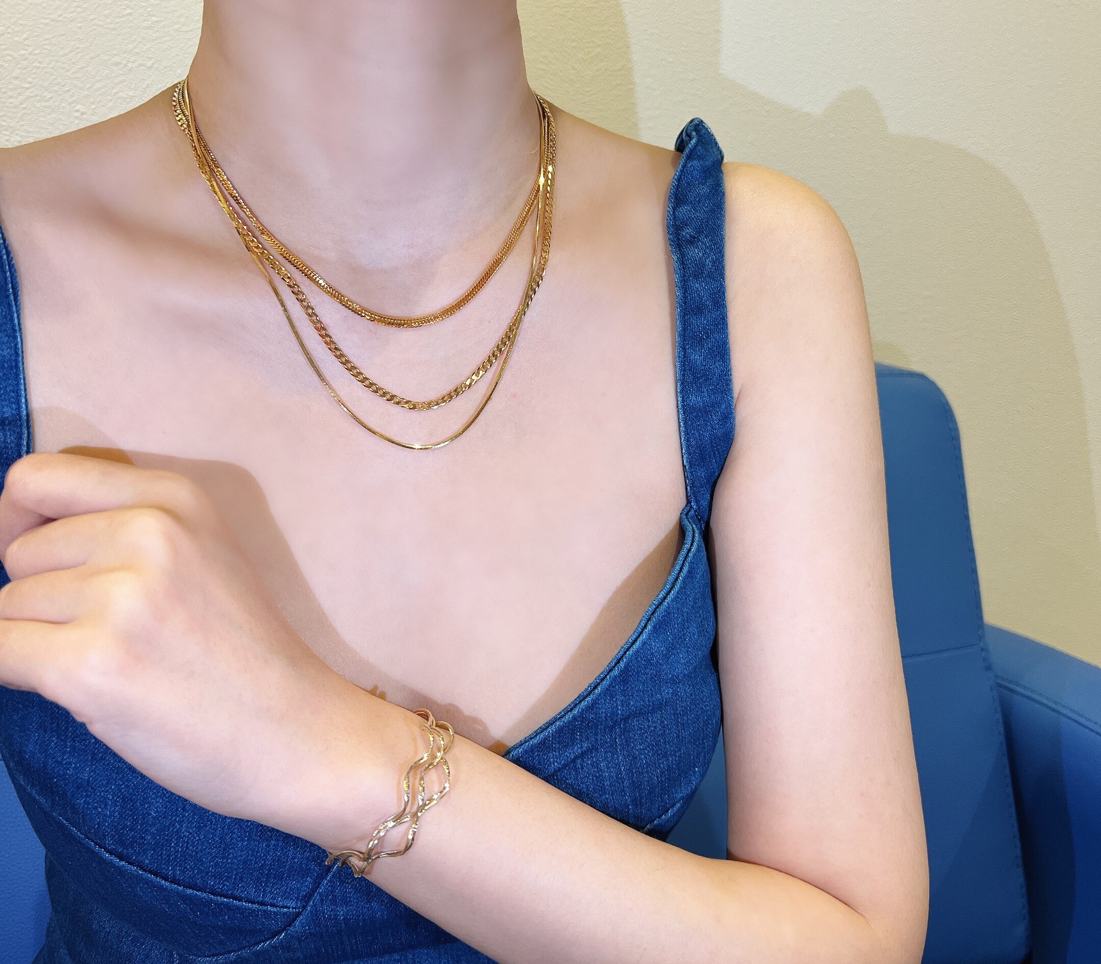 Japanese heavy process 18k gold Hiping Cuban chain 6 cut single layer chain can be worn by men and women