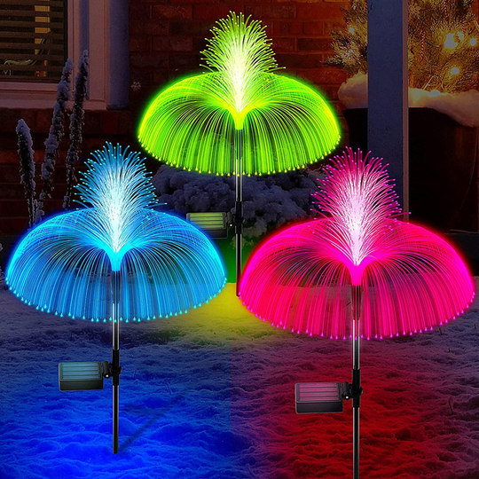 Outdoor Waterproof Solar Led Fiber Optic Jellyfish Light Atmosphere Decorative Light Courtyard Garden Villa Ground Lawn Light