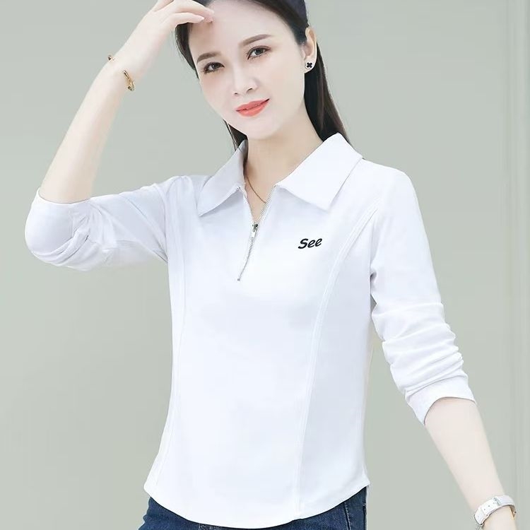 Clearance Sale: Woodpecker Mall Withdraws Pure Cotton Collared Zip-Up Long-Sleeve Fashion Letter Print Slimming Tummy-Covering Top for Autumn