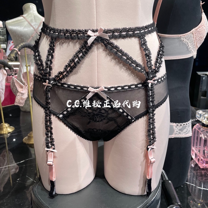 Victoria's Secret Limited Edition High-End Bowknot Hollow-Out Lace-Up Sexy Color-Blocked Garter Belt