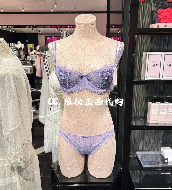 Victoria's Secret New Lace-Up Eyelash Lace Patchwork Ultra-Thin Non-Padded Comfortable Underwear