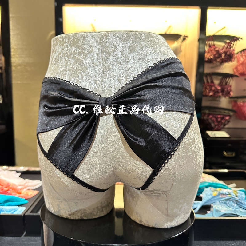 Victoria's Secret Christmas New Bow-Knot Red Plaid Silky Satin Patchwork Cut-Out Half-Coverage Panties