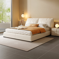 Fimax Italian minimalist leather bed master bedroom large bed double single bed soft bed simple light luxury leather bed