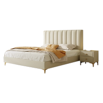 Fimax American light luxury leather bed modern simple double bed master bedroom Italian minimalist tatami European leather bed