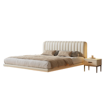 Fimax Italian minimalist leather bed modern minimalist suspended bed Internet celebrity cream style master bedroom suspended bed double bed