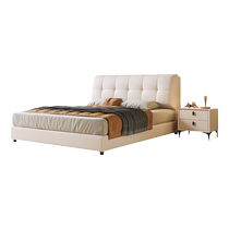Feima Shi Puff Bed Cream Style Leather Bed Double Non-disturbing Bed Modern Simple Master Bedroom Leather Bed