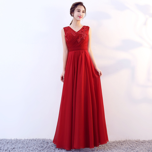 Evening dress prom gown Evening dress women long banquet slim elegant host royal blue dress