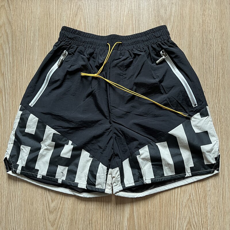 Rhude Retro American High Street Fashion Brand Loose Sports Marlboro Vtg Two-Tone Patchwork Letter Shorts for Men