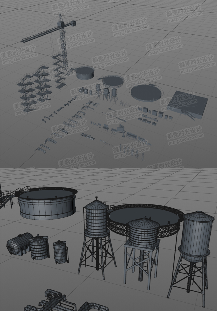 图片[7]-blender屋顶设施管道楼梯塔吊C4D模型3D立体素材fbx格式obj无材质-cg男孩