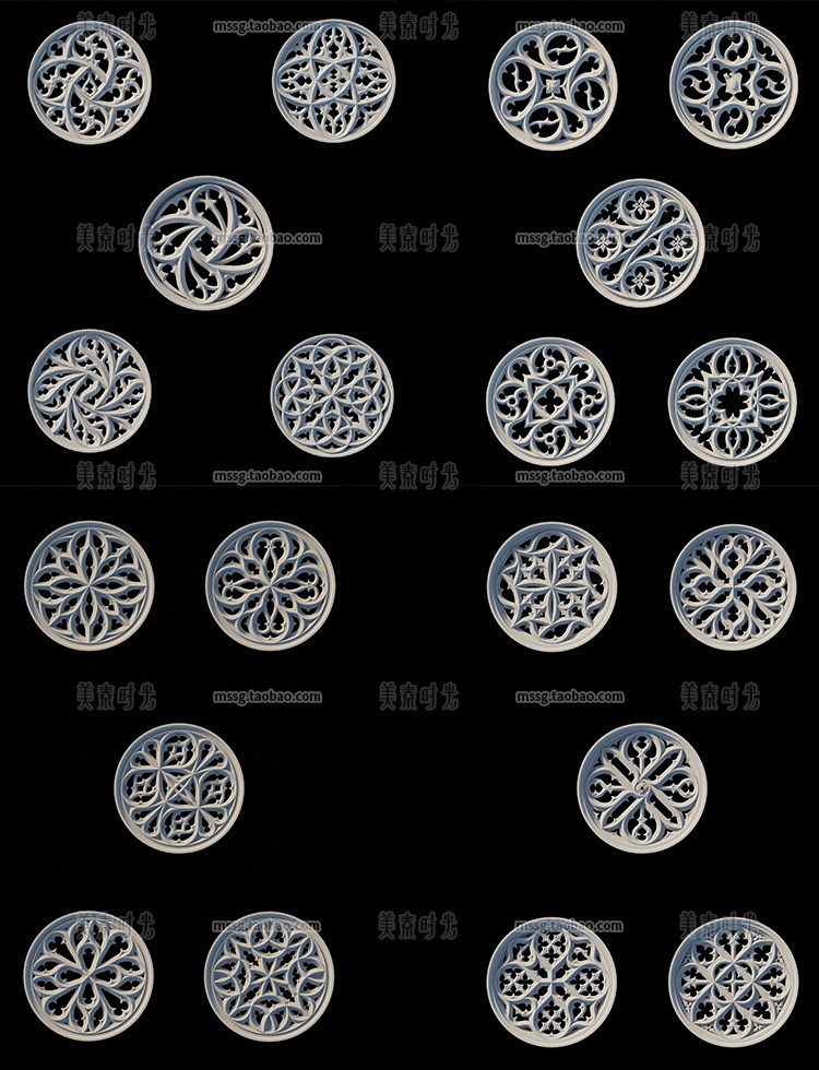 图片[3]-圆形雕花窗户装饰镂空窗花窗饰花窗C4D模型fbx素材obj白模无材质-cg男孩