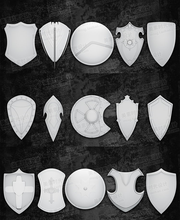 图片[7]-中世纪盾牌游戏防御盾C4D模型fbx obj blender素材无材质C1781-cg男孩