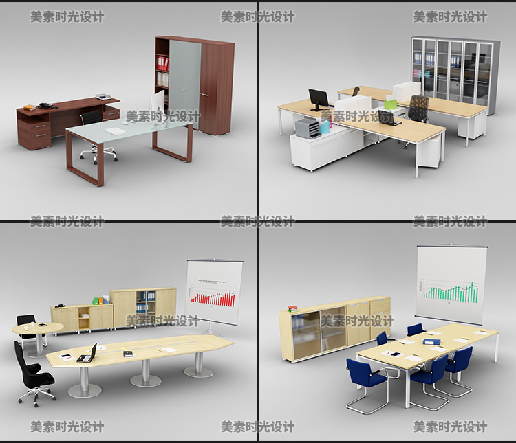 图片[5]-20套办公桌椅书柜子设施用品C4D模型FBX格式3d三维立体素材AM110-cg男孩