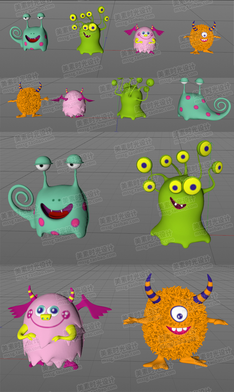 图片[4]-blender卡通可爱小怪兽小恶魔怪物妖怪3D模型fbx obj文件C4D素材-cg男孩