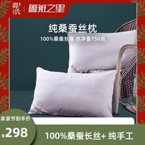 (Luxury silk pillow core) 100% mulberry silk pillow ultra-thin soft pillow low pillow double Palace silk protection cervical comfort