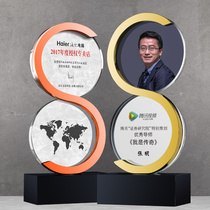 Crystal Creative Metal Trophy Customization Authorization Brand Honor Trophy Enterprise Outstanding Staff Award Boutique Customization