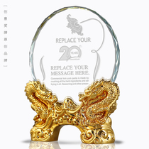 2019 crystal trophy creative custom metal resin handshake Dragon Bull competition medals company staff Trophy lettering