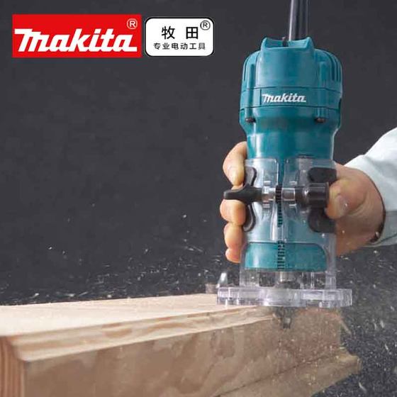 Makita 3709 가장자리 트리밍 기계 3703 목공 라우터 및 조각 기계 휴대용 1/4 베이클라이트 밀링 알루미늄 플라스틱 플레이트 슬롯 머신