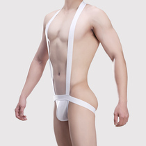 2 Dress Selection Personality Harnesses Mens Tiny pants Conjoined pure cotton white Triangle pants Sexy and hip double ding underpants