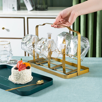 Cup holder Nordic luxury wind with tray drinking water cup glass glass drain iron art shelf living room upside down water cup holder