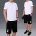 Bộ đồ thể thao trung niên nam mùa hè mỏng tay ngắn quần short hai mảnh giản dị bố thể thao mùa hè - Thể thao sau áo bộ adidas Thể thao sau