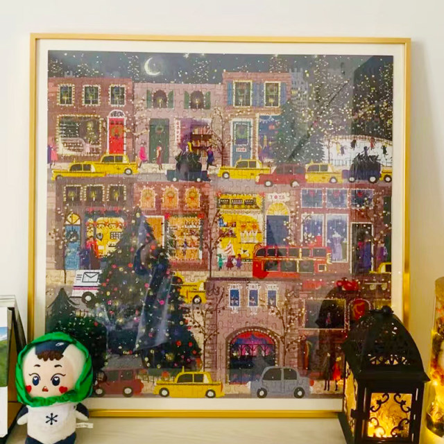 Casual and Modern Aluminum Alloy Picture Frame Square Cardboard with Blooming Flowers Galison Winter Lights Christmas Puzzle Frame