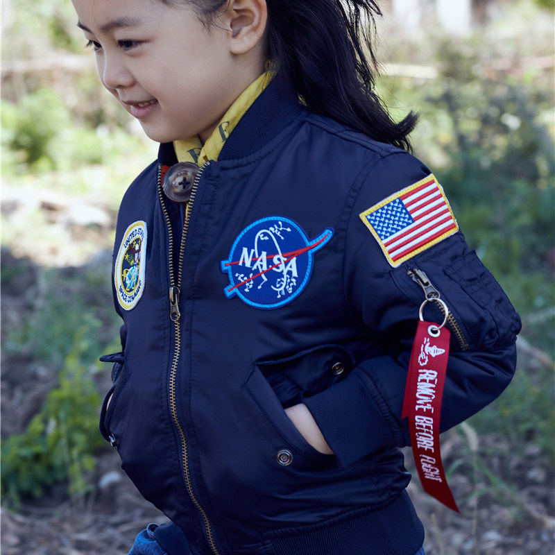 United States NASA Autumn Winter Thickening Pilot MA-1 Cotton Suit Children Jacket for men and women Small CUHK Air Force flight jacket