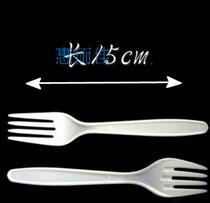 Disposable plastic large fork Western-style food fork cake fork snack fork beige yellow white plastic fruit fork