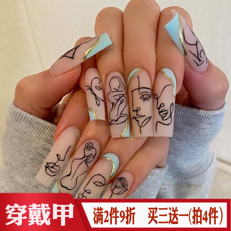 European and American Style Sexy Hot Girl Wearing Nail Products, Fashionable Abstract Women's Art Lines, Foreign Trade Fake Nails, Nail Art Pieces European and American Style Sexy Hot Girl Wearing Nail Products, Fashionable Abstract Women's Art Lines, Foreign Trade Fake Nails, Nail Art Pieces