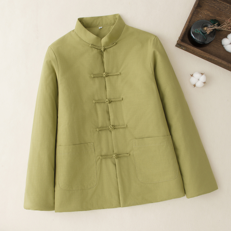 Women's Cotton Padded Jacket 0.15kg Thin Cotton Clothing Health-Preserving Casual Button-Down Women's Autumn and Winter Warm Clothing Home Casual Wear