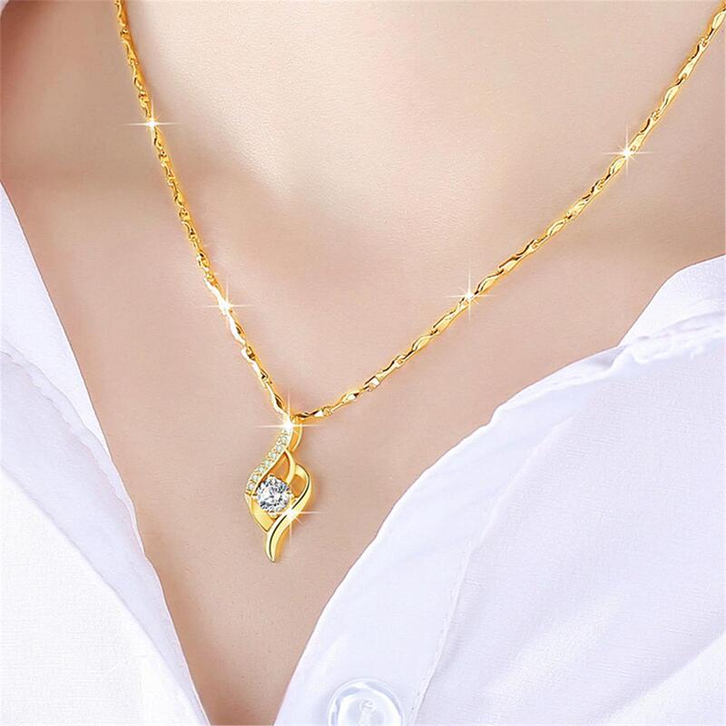 High-End Vietnamese Sand Gold Necklace for Women, Gold-Colored Heart Pendant, 2026 New Style Clavicle Chain, Gift for Girlfriend or Wife