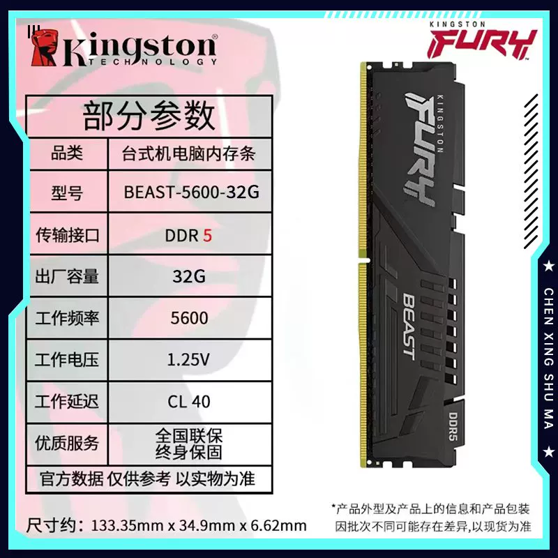 Kingston DDR5 Beast Series 5600/6000MHz 16G/32G настольная память