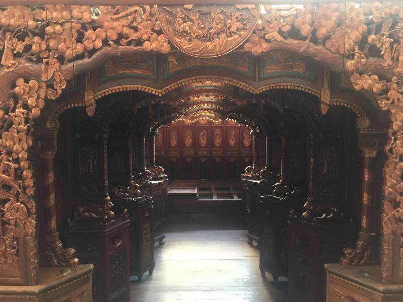 Qing Dynasty Bed Wood Art Engraving Ancient Play Antique Collection Old Objects GOLD RELIEF FIVE-IN-FIVE-PUSH BED FLOWER BOARD SHELF BED-TAOBAO