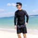 Cặp đôi đồ bơi nữ mới Hàn Quốc một mảnh váy thể thao bảo thủ che bụng mảnh mai áo tắm quần nam phù hợp với quần đi biển - Vài đồ bơi