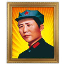 Portrait of Chairman Mao with frame Mao Zedong youth light shining octagonal hat Home wall painting Wall hanging hall decoration painting