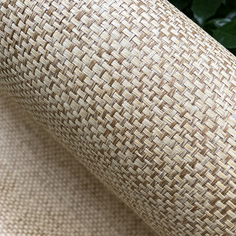 Famous hotel tea and rattan weaving building farmhouse straw weaving wallpaper Southeast Asian style decoration plant weaving wallpaper ceiling