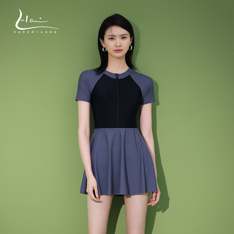 One-piece swimsuit women's summer 2022 new explosion models show thin cover belly conservative students seaside skirt sports professional swimwear