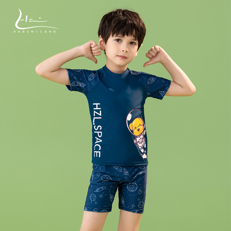 Children's swimsuit boys 2023 new split hot spring autumn and winter warm small, medium and large children's student professional swimwear