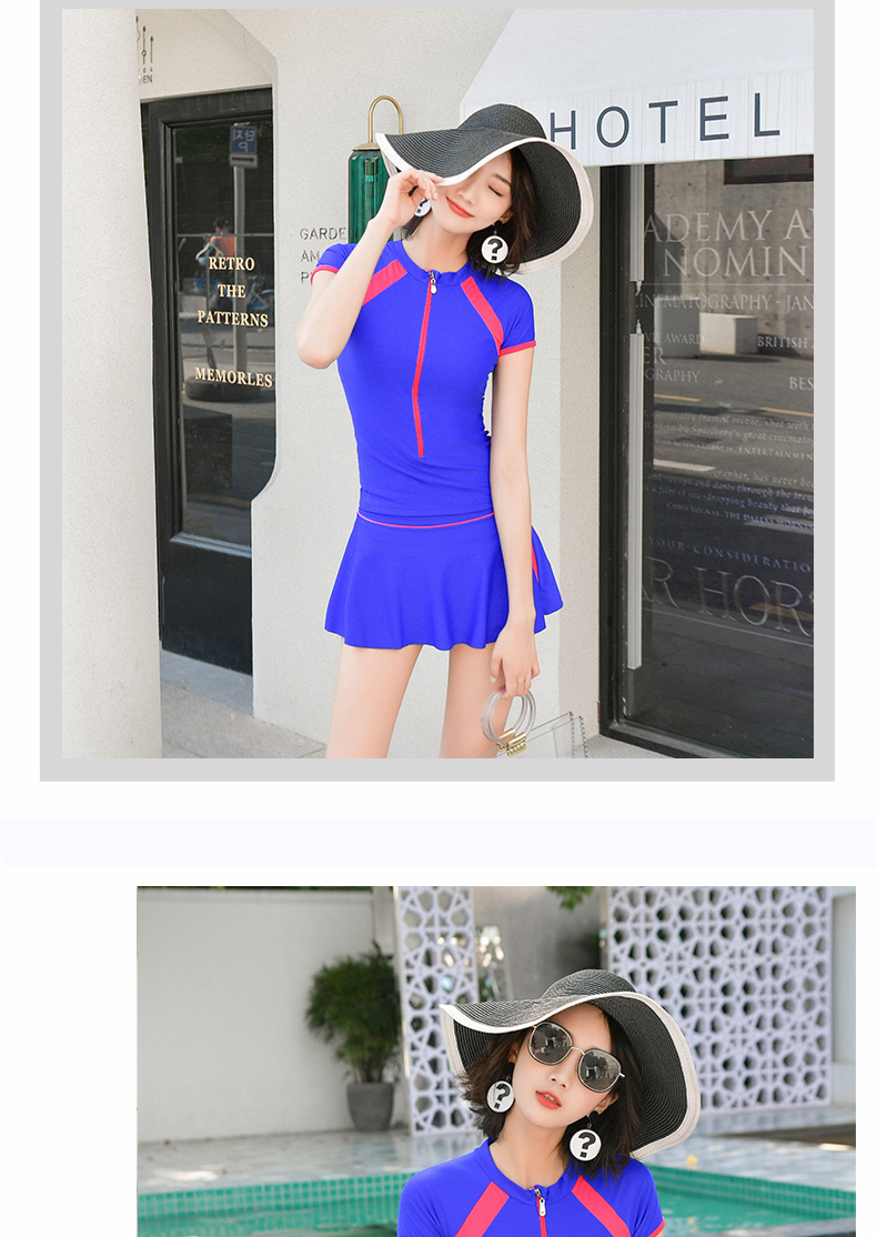Bộ đồ bơi nữ ba mảnh phù hợp với nữ sinh viên bảo thủ kiểu váy hàn quốc boxer nóng bỏng che bụng áo tắm giảm béo - Bộ đồ bơi hai mảnh bikini 2 mảnh màu đen