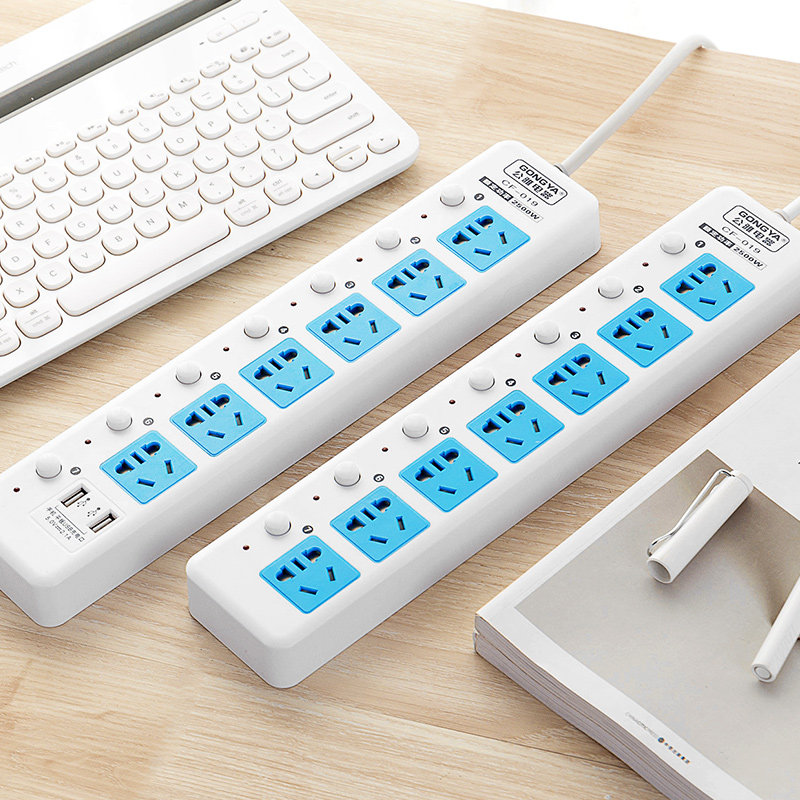Porous Independent Switch Socket Platoon Plug Multifunction Plug-in Home Extension Wire Usb Patch Cord Extended Wire Strap Line