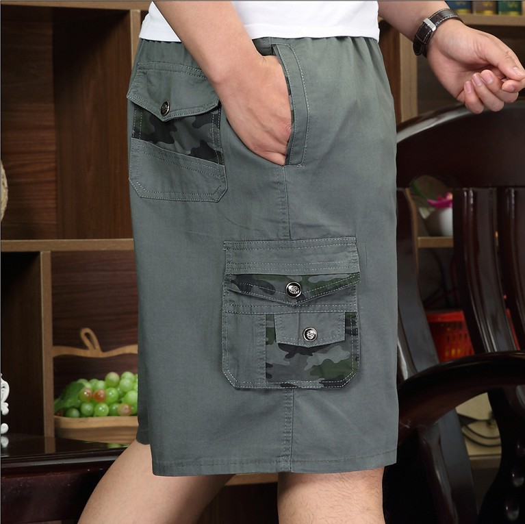 Mùa hè trung niên cha quần short mặc 7 điểm và một nửa quần cotton 40 tuổi 50 trung niên trên đầu gối bảy quần người đàn ông lỏng lẻo