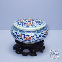 Green Blossom Glazed Red Ceramic Printed Clay Box Wenfang Four Treasure Print Pool Printed Terrace Jingdezhen Pure Handmade Ceramic Printed Box