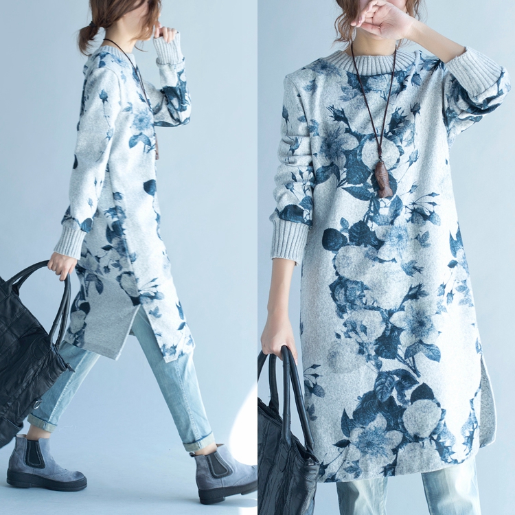 2017新款秋冬200斤胖mm打底裙大码女波浪抽象几何印花毛呢连衣裙