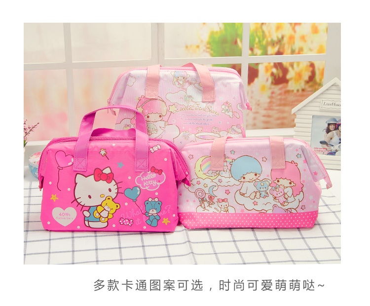 Hello Kitty Creative Hộp ăn trưa Túi hoạt hình Túi tote dễ thương Túi Bento Gói Sinh viên di động Hộp cơm trưa không thấm nước - Hộp cơm điện sưởi ấm cặp lồng cơm giữ nhiệt