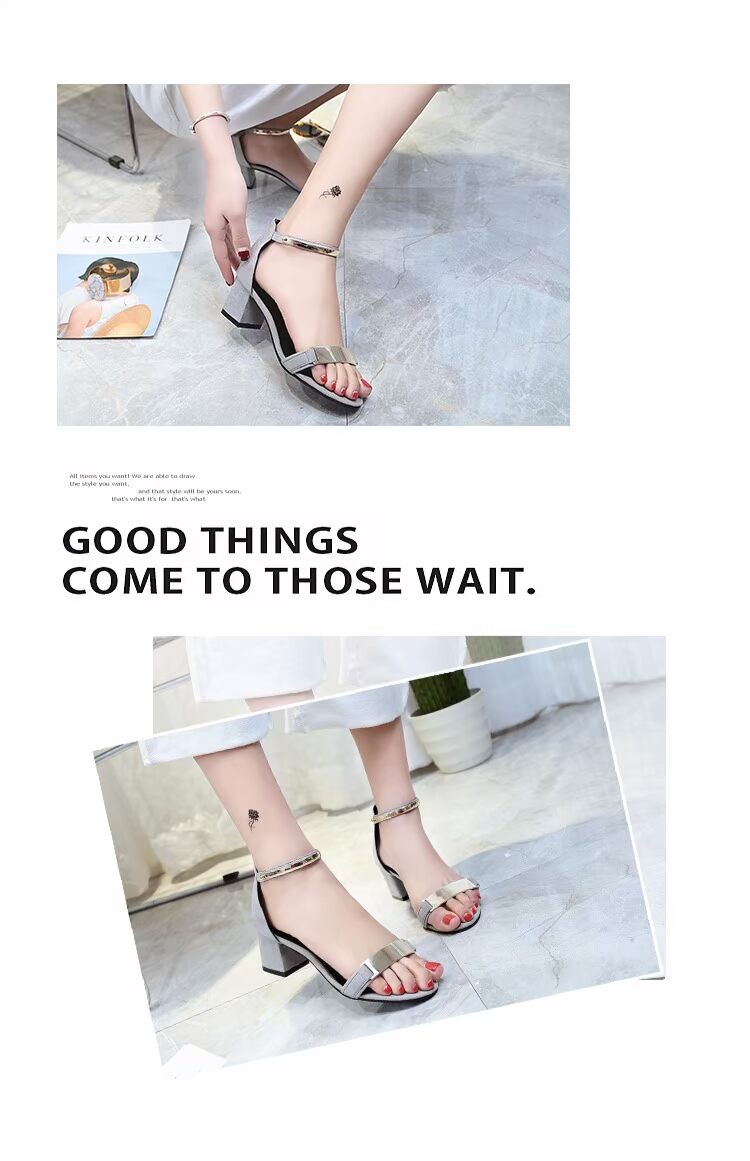 Dép nữ mùa hè với giày cao gót 2018 mới mùa hè hoang dã khóa từ với dày sandal nữ đẹp