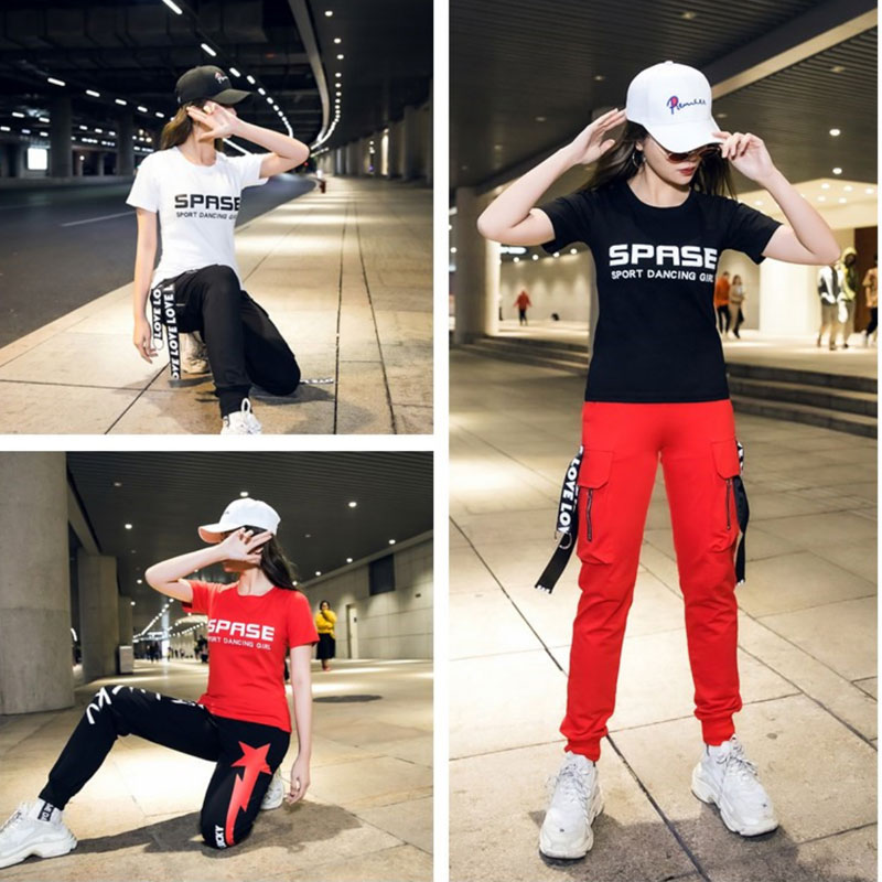 New short sleeves Square Dance Dance Ghost Step Dance Clothes Suit for Walking Dancing Clothing Sport Casual Clothing