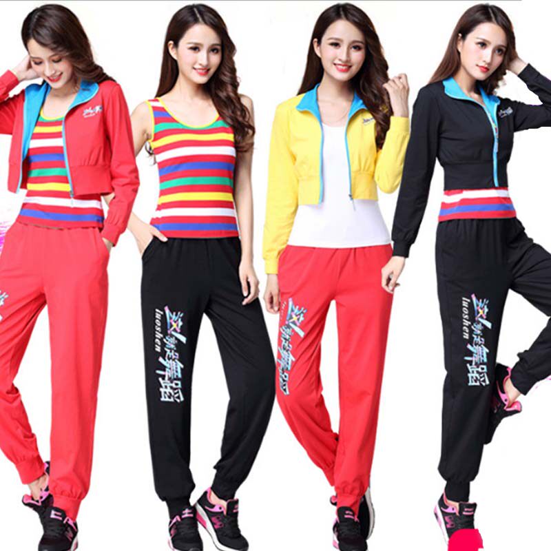 Square Dance Costume New Hip-hop Suit Women's Autumn Winter Pure Cotton Ghost Step Dance Three Sets Performance Dance Suit Sport