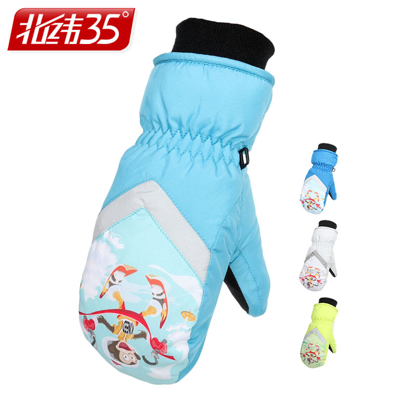 Children's touch screen warm ski gloves thickened warm windproof waterproof bag Finger finger children's gloves