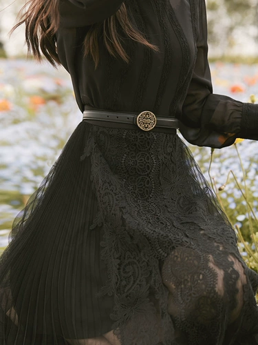 Черная цветная длинная летняя юбка в складку, 2020, А-силуэт